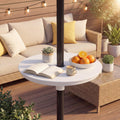 ELLEGNT 20 in Adjustable Patio Umbrella Table-Outdoor  Table for 1.5 in/1.9 in Umbrella Poles White