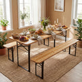 ELLEGNT 70 in Folding Picnic Table with Benches-3-Piece Outdoor Dining Set for 6, Fir Wood and Metal Frame
