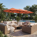 ELLEGNT 13FT Double-Sided Patio Umbrella- with Crank Handle, Safety Lock and Base Orange