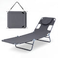 ELLEGNT 1 PCS 5-Position Adjustable Backrest Folding Lounge Chair - Patio Tanning Chair for Beach or Garden, Gray