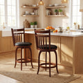 ELLEGNT 2 PCS Swivel Bar Stools with Backs-24 in Counter Height Stools with Solid Wood Legs and Footrest for Home Bar,Expresso