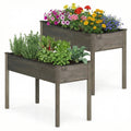 ELLEGNT 2 PCS Elevated Wooden Planter Box for Vegetables, Raised Garden Bed in Gray