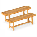 ELLEGNT 2PCS 63-Inch Solid Wood Entryway Bench, Farmhouse Style Narrow Seating for 3 People