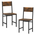 ELLEGNT 2 PCS Wide Seat Dining Chairs with Slanted Back, Metal Legs for Living Room, Rustic Brown