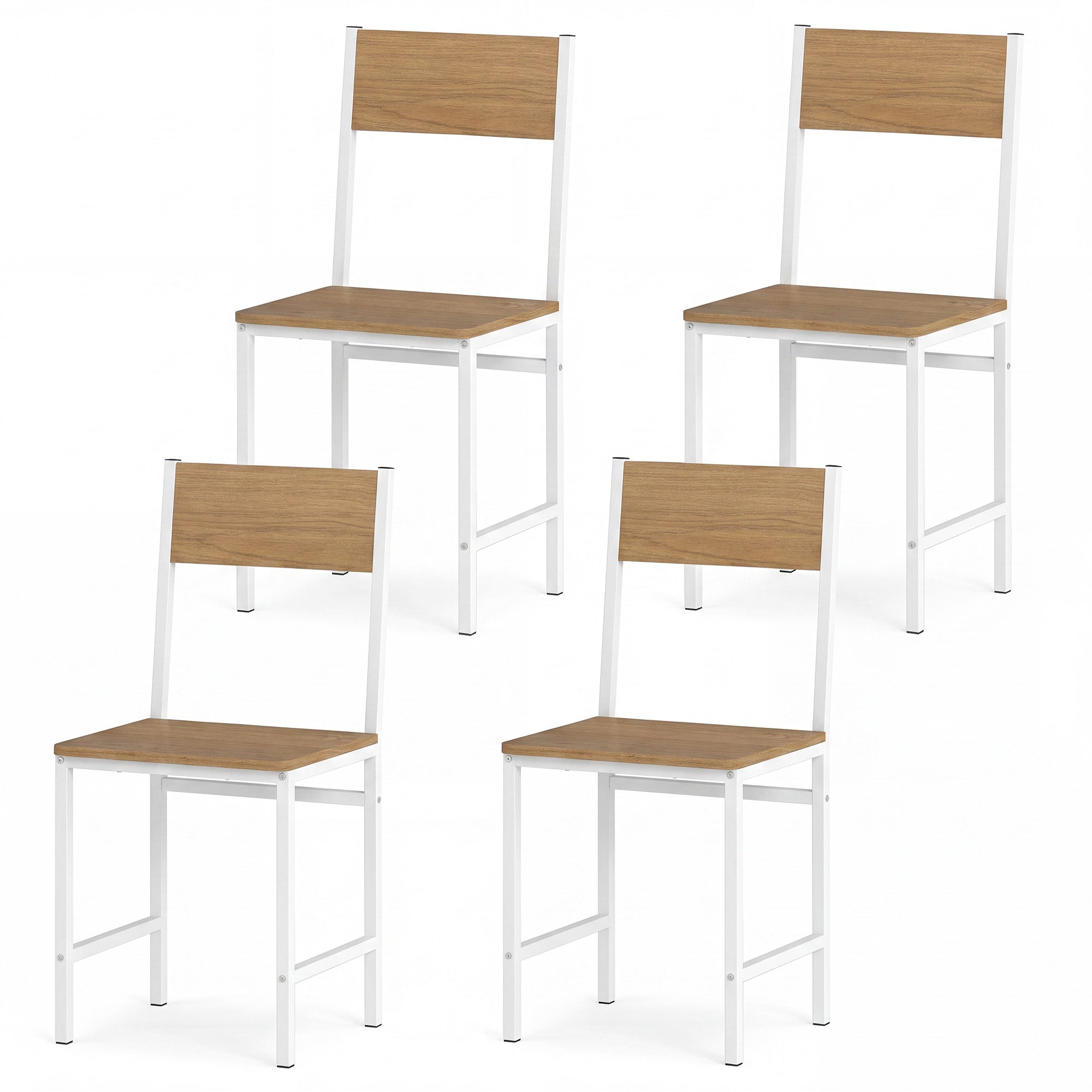 ELLEGNT 4 PCS Wide Seat Dining Chairs with Slanted Back, Metal Legs for Living Room, Natural