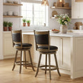 ELLEGNT  2 PCS and 24 in Swivel Bar Stools with Solid Rubber Wood Frame-Kitchen Island Counter Stools