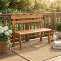 ELLEGNT Ergonomic Backrest Solid Acacia Wood Bench | Outdoor Patio Seat with Curved Backrest, Supports Up to 800 lbs