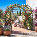 ELLEGNT Outdoor Climbing Plant Trellis Arch, 7.5 FT Tall x 7 FT Wide-Perfect for Raised Bed Cucumbers, Grapes, and Flower Vines-Rustproof Metal Arbor in Black