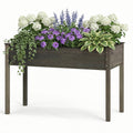 ELLEGNT 1 PCS Elevated Wooden Planter Box for Vegetables, Raised Garden Bed in Gray