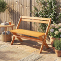ELLEGNT Foldable Garden Loveseat-Acacia Wood Outdoor Bench for Two, Perfect for Patios