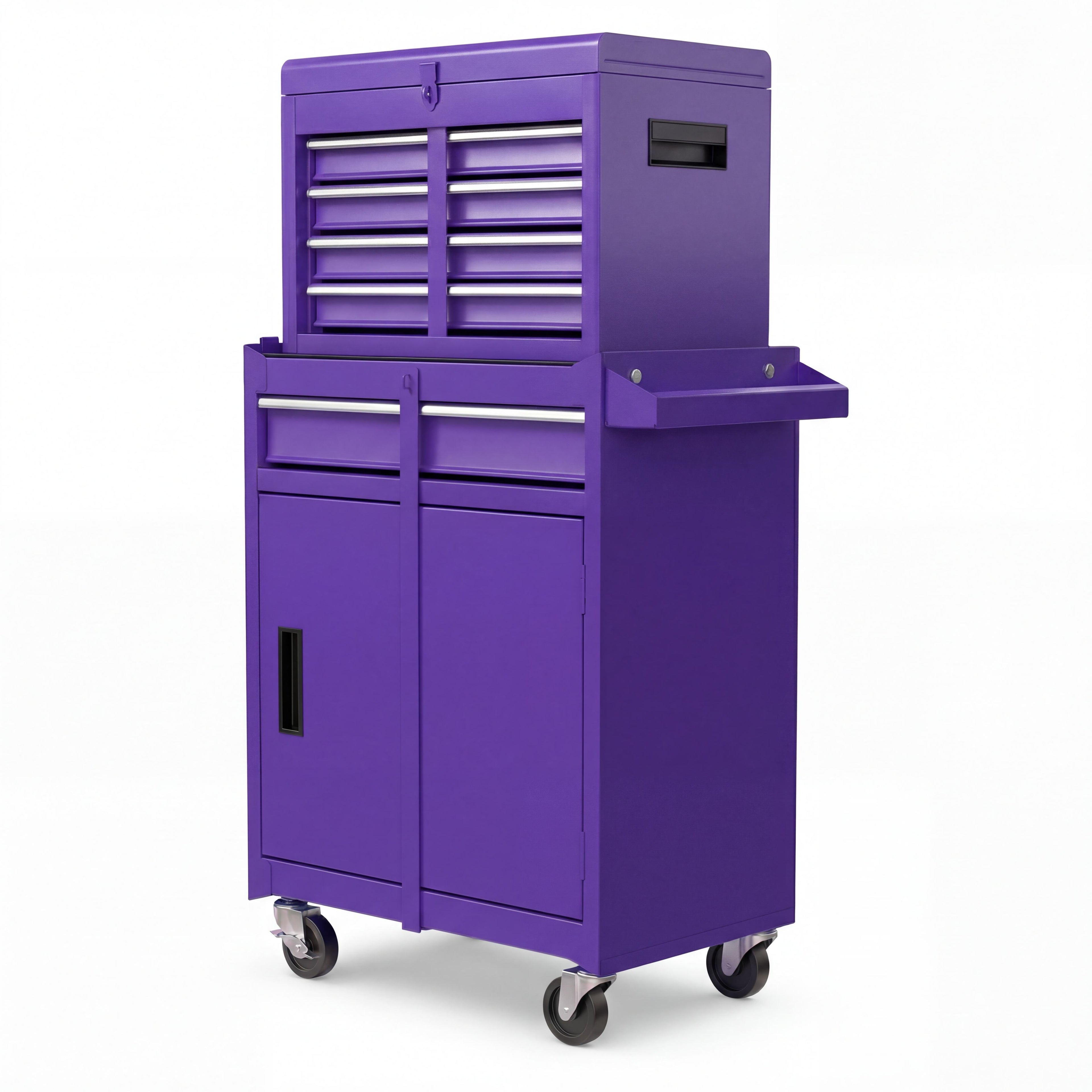 ELLEGNT 2-in-1 Rolling Tool Chest with 5 Drawers, Garage Cabinet and Workstation Combo on Wheels, Purple