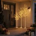 ELLEGNT Prelit Birch Christmas Tree Set of 3 4 5 6 FT 216 Warm White LEDs Indoor Outdoor