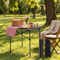 ELLEGNT Folding Roll-up Table for Camping-Portable Picnic Table with Metal Legs and Carry Bag for Hiking, BBQ, Black