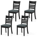 ELLEGNT 4 PCS Wooden Dining Chairs-Rubber Wood Frame, Curved Slatted Back for Home or Restaurant Dark Gray