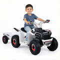 ELLEGNT 6V Kids Electric ATV Quad with Detachable Trailer and Wear-Resistant Wheels for Ages 3+, White