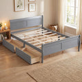 ELLEGNT Wooden Storage Bed-Queen Size Platform Bed Frame with Headboard, Footboard and Drawers Gray