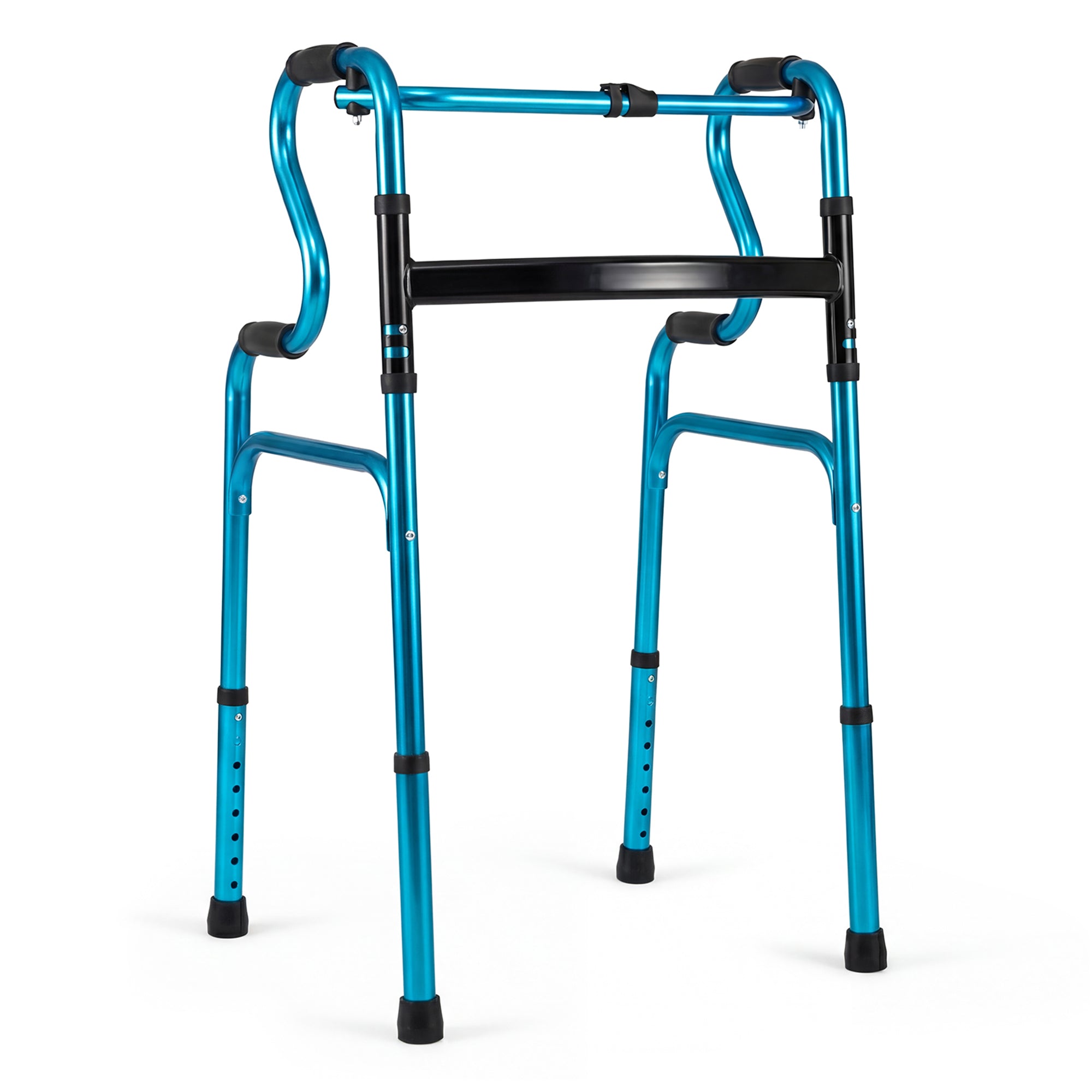 ELLEGNT Adjustable Height Walking Frame with One?Button Fold-Aluminum Walker, Navy