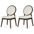 ELLEGNT 2 PCS Upholstered Linen Side Chairs-Round Backrest Dining Chairs, Beige