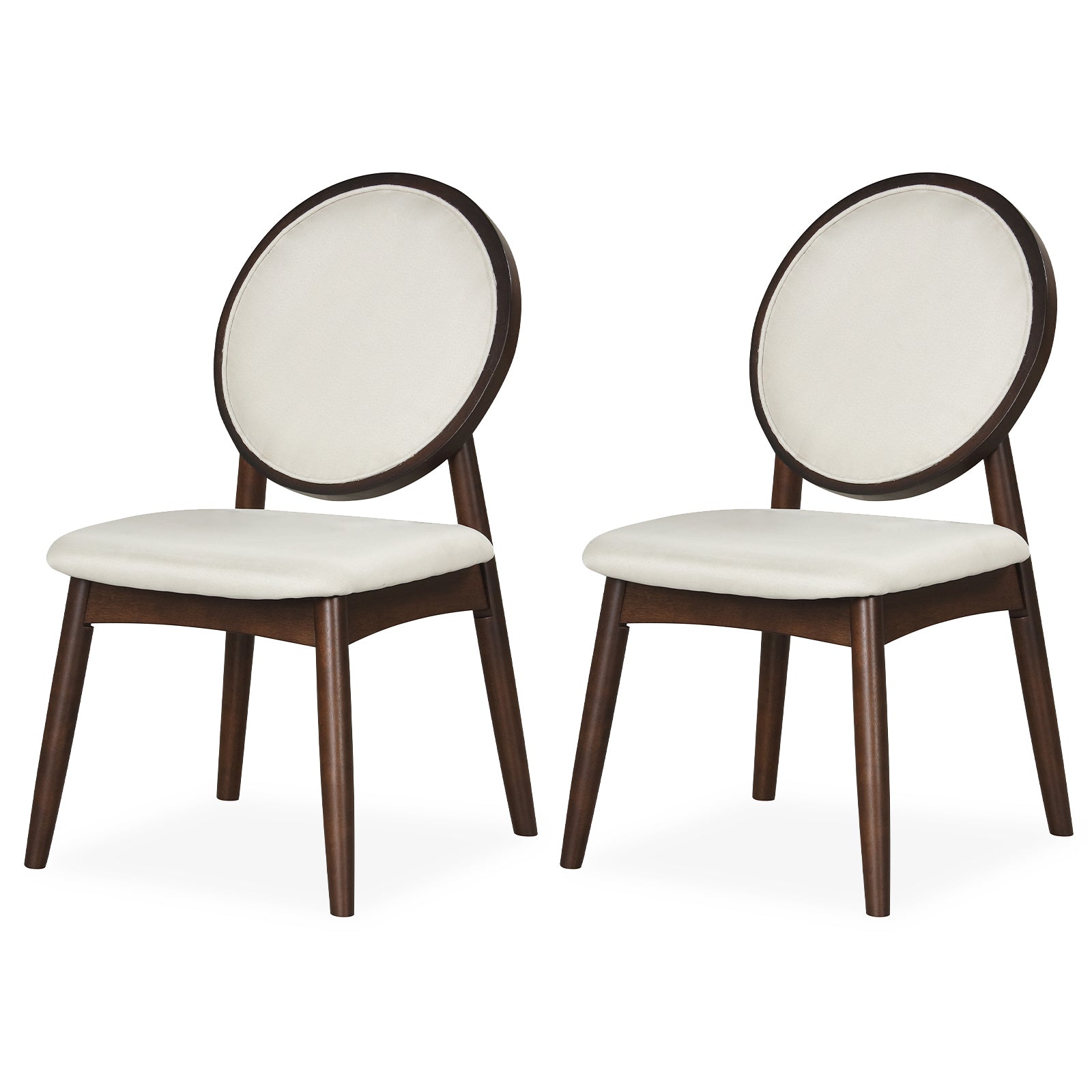 ELLEGNT 2 PCS Upholstered Linen Side Chairs-Round Backrest Dining Chairs, Beige