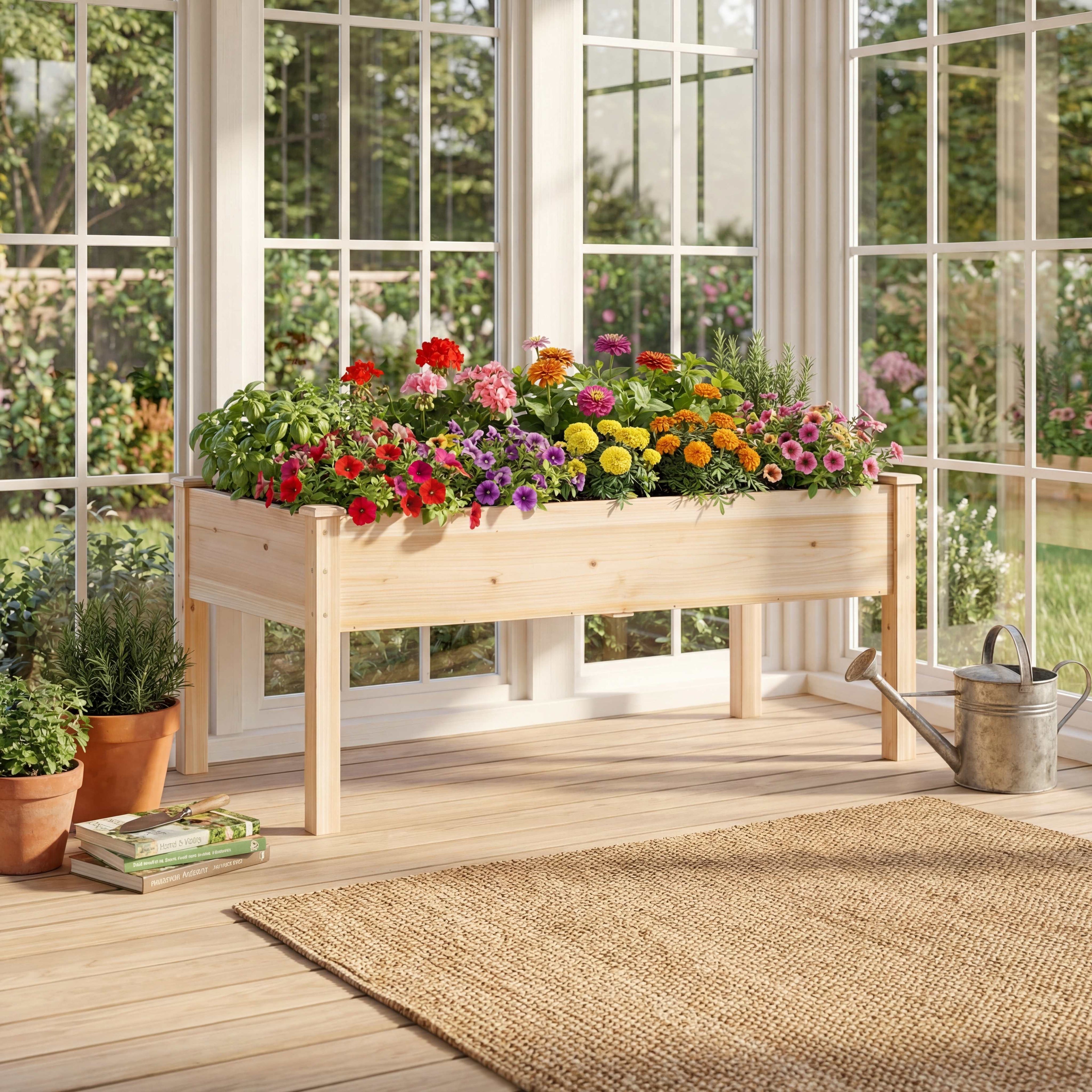 ELLEGNT 1 PCS 48 in x 24 in x 19 in Raised Garden Bed with Legs-Wooden Planter Box for Vegetables, Flowers, Herbs