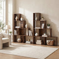 ELLEGNT 2 PCS 4?Tier Stepped Bookshelf-64 in Tall, 6 Cubes, Anti?Tipping Kits, Rustic Brown