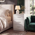 ELLEGNT 1 PCS Bedroom Nightstand with Charging Ports-3 Drawer Storage Side Table for Living Room or Guest Room, White