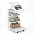 ELLEGNT 1 PCS Rolling C-Table with Storage Pocket, Height-Adjustable Top, Edge Stopper, White