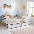 ELLEGNT Full Size Daybed with Fence and 2 Drawers-Bed Frame, Slats Support, Railings, for Bedroom or Daycare White