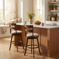 ELLEGNT 30.5 in Swivel Bar Stools Set of 2-Upholstered Seat with Backrest for Pub Island or Home Bar Brown
