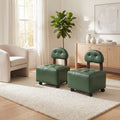 ELLEGNT 2 PCS Stackable Ottomans-Upholstered, with Backrest and Lockable Wheels, 330 LBS, for Bedroom and Living Room