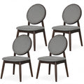 ELLEGNT 4 PCS Upholstered Linen Side Chairs-Round Backrest Dining Chairs, Gray