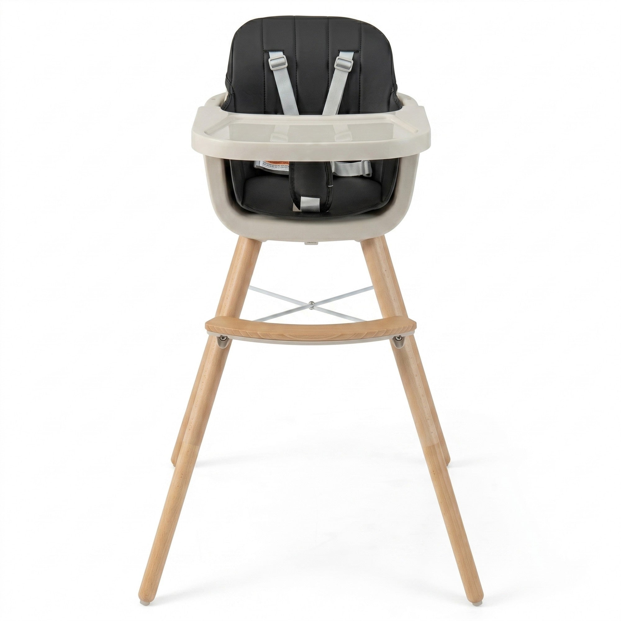ELLEGNT 6-in-1 Baby High Chair, Feeding Chair, Convertible Highchair with 5-Point Harness, Removable Tray & PU Cushion for Babies and Toddlers in Black