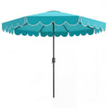 ELLEGNT Crank Tilt 10 FT Patio Umbrella-Vented Top, 8 Ribs, Ruffles, Blue