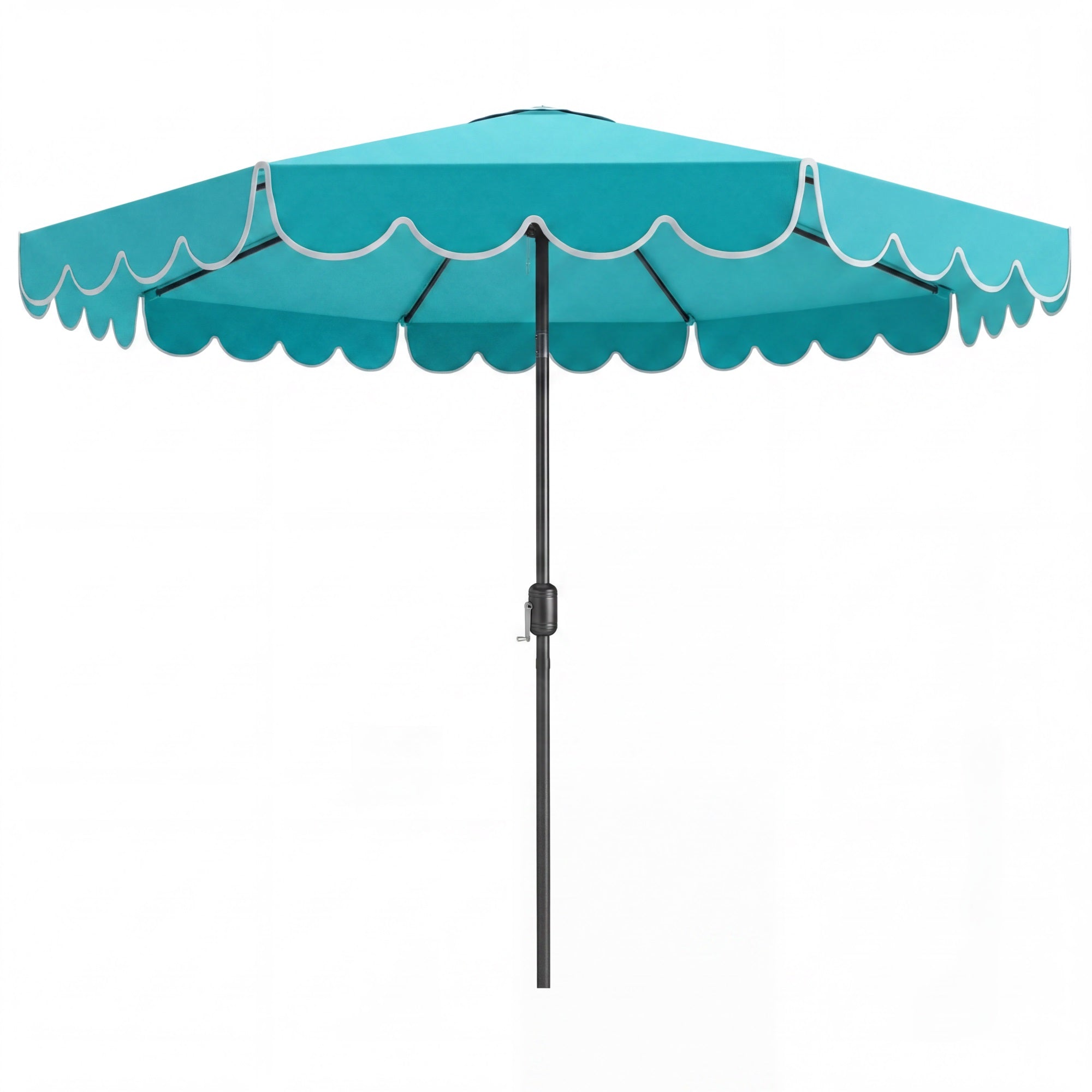 ELLEGNT Crank Tilt 10 FT Patio Umbrella-Vented Top, 8 Ribs, Ruffles, Blue