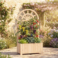 ELLEGNT 1 PCS Wooden Raised Garden Bed with Trellis-48 in Planter Box, Drainage Holes Natural