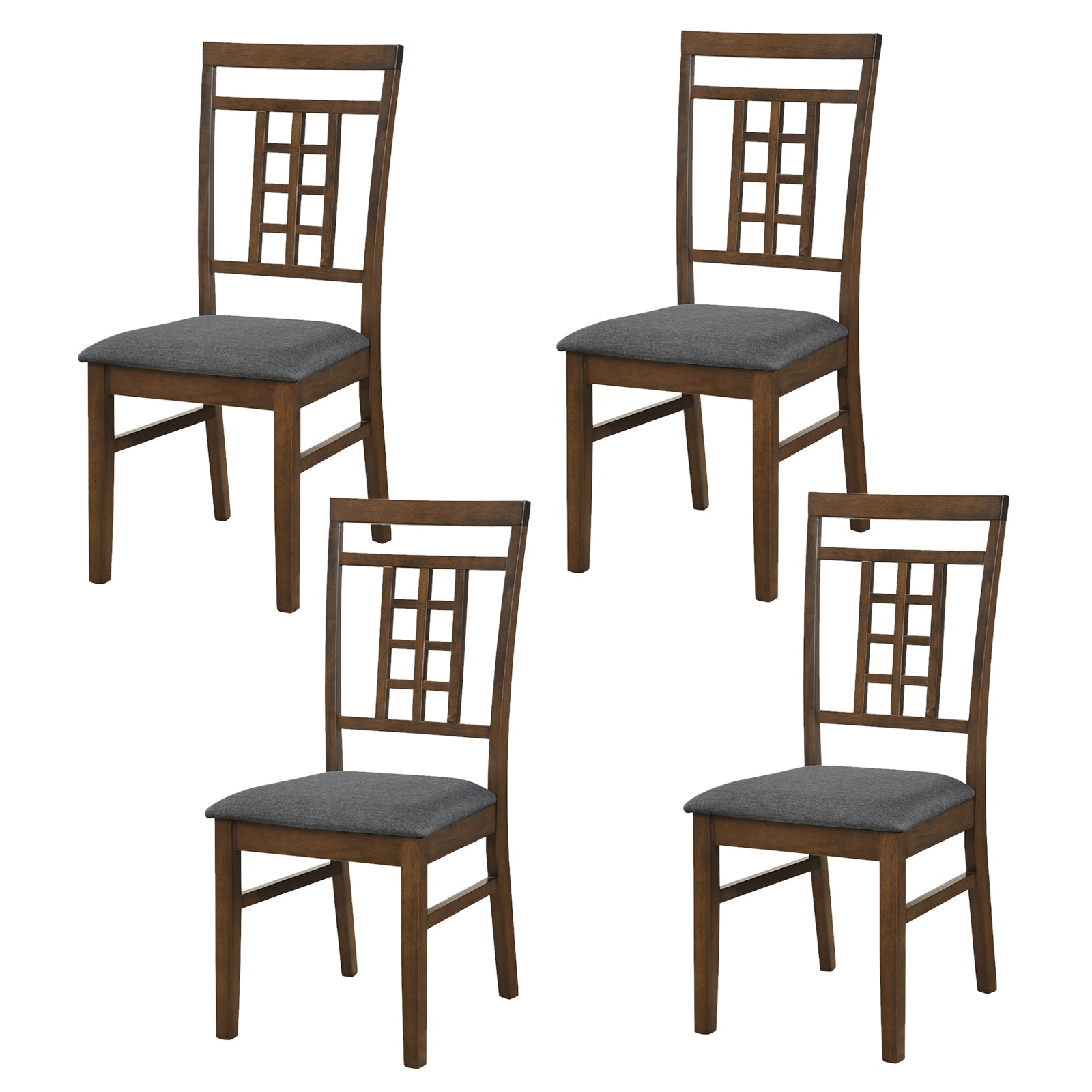 ELLEGNT 4 PCS Rubber Wood Dining Chairs-Farmhouse Style with Lattice Back for Kitchen, Dining Room