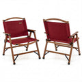 ELLEGNT 2 PCS Portable Folding Bamboo Camp Chair-900D Oxford, 330LBS Capacity, Lightweight for Travel, Beach, Fishing, Picnic, Patio