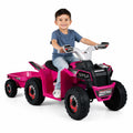 ELLEGNT 6V Kids Electric ATV Quad with Detachable Trailer and Wear-Resistant Wheels for Ages 3+, Rose Red