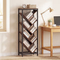 ELLEGNT 9-Tier Narrow Corner Bookshelf-Tree-Shaped Freestanding Display Shelf for Home or Office Rustic Brown + Black