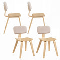 ELLEGNT Set of 4 Teddy Velvet Dining Chairs, with Ergonomic Seat and Padded Backrest for Kitchen Beige and Natural