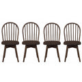 ELLEGNT 4 PCS Farmhouse Spindle Swivel Dining Chairs-Solid Rubber Wood for Kitchen Island or Dining Table, Walnut