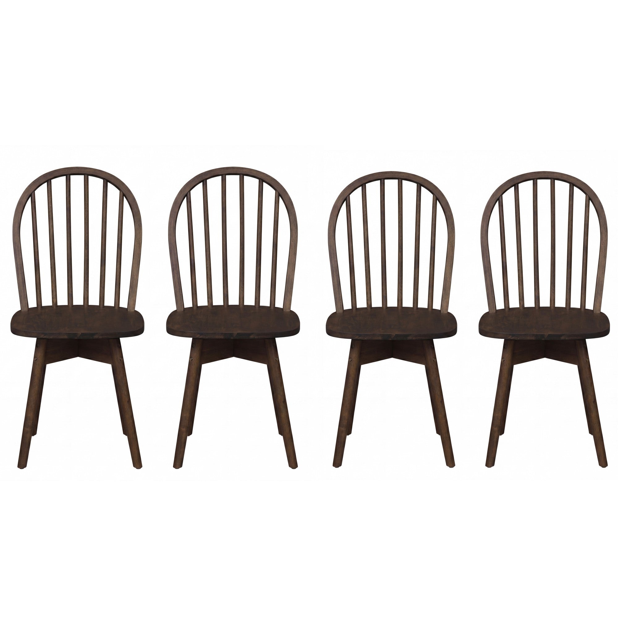 ELLEGNT 4 PCS Farmhouse Spindle Swivel Dining Chairs-Solid Rubber Wood for Kitchen Island or Dining Table, Walnut