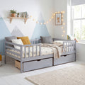 ELLEGNT Full Size Daybed with Fence and 2 Drawers-Bed Frame, Slats Support, Railings, for Bedroom or Daycare Gray