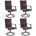 ELLEGNT 4 PCS Ergonomic High Back Patio Swivel Chairs -Padded Outdoor Dining Chairs for Comfortable Seating Brown