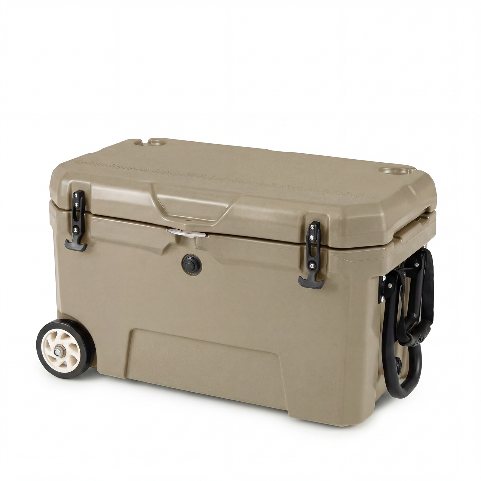 ELLEGNT 52 Quart Rolling Hard Cooler with 6-Day Ice Retention-Portable Insulated Cooler for Camping, Tailgating, or Beach Khaki