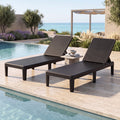 ELLEGNT 2 PCS 4-Position Reclining Outdoor Chaise Lounger, Waterproof Rattan, Black