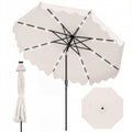ELLEGNT Solar LED Patio Umbrella-10 FT, 24 Lights, 8 Ribs, Tilt Adjustment, Beige