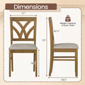 ELLEGNT Set of 4 Wooden Dining Chairs with Hollowed Backrest-Rubber Wood Frame Kitchen Chairs Oak + Light Brown
