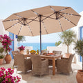 ELLEGNT Solar LED Double?Sided Patio Umbrella-15FT, Crank and Base Included, Beige