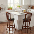 ELLEGNT 25 in Swivel Bar Stools Set of 2 with Backrests-Counter Height Barstools with Wood Frame for Kitchen Island Brown